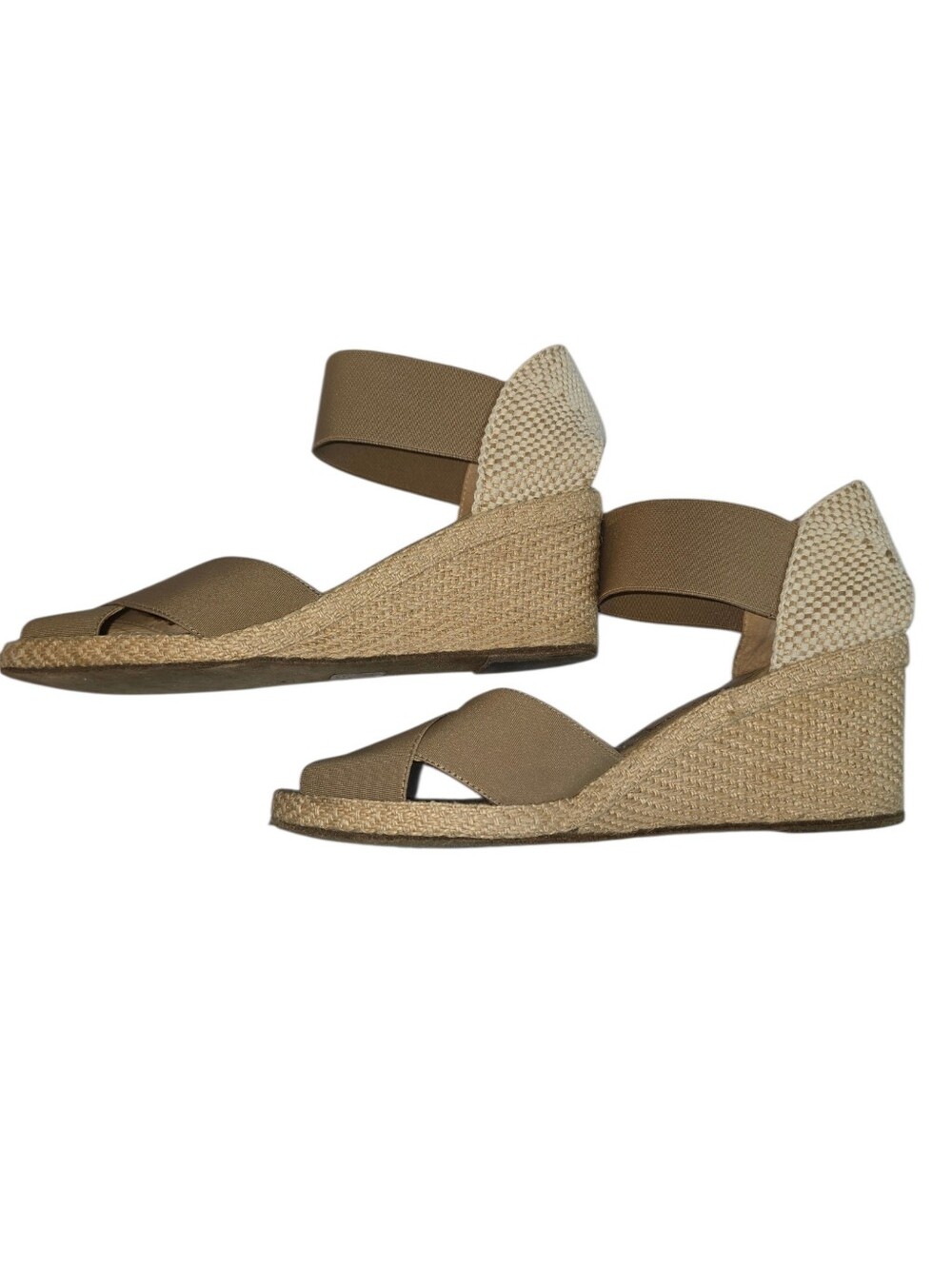 André Assous Erika Espadrille Wedge Sandals Tan Size 9.5 Made in Spain